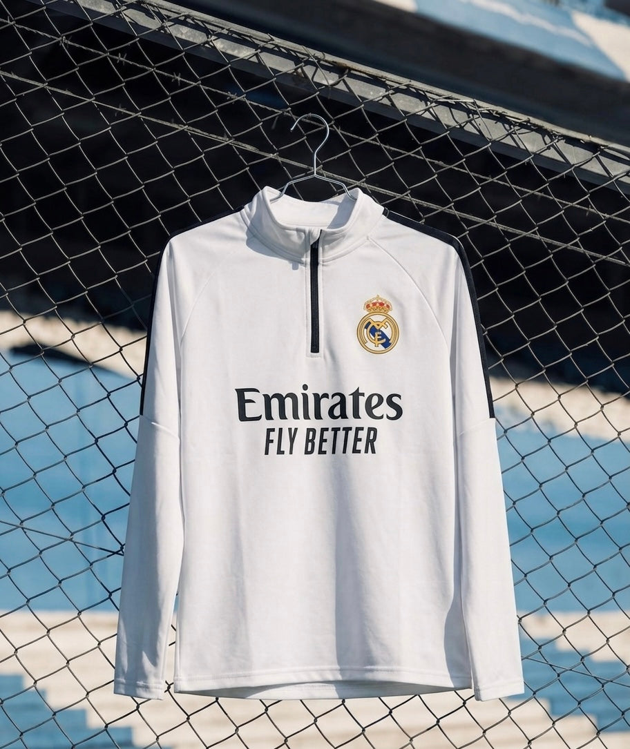 Real Madrid Training Half-Zip Jersey - Long Sleeves - White