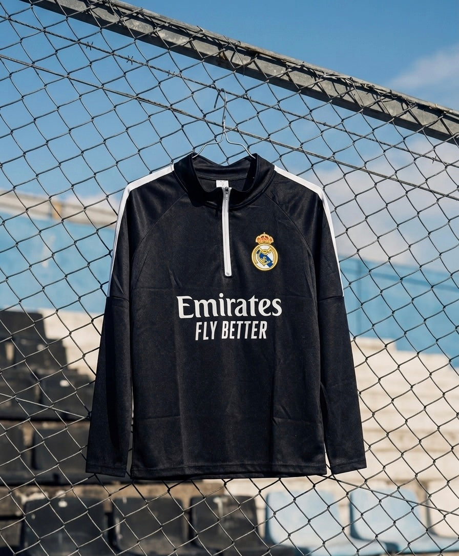 Real Madrid Training Half-Zip Jersey - Long Sleeves - Black