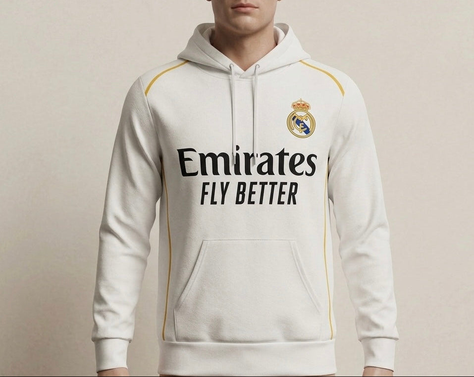 Real Madrid Pullover Hoodie - White